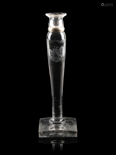 A Wheel Engraved Glass Candlestick