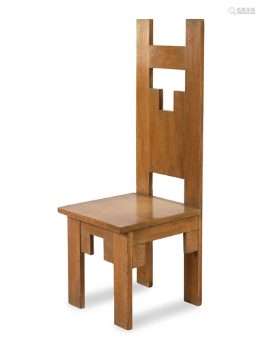 An Arts & Crafts Oak Side Chair Height 54 inches.