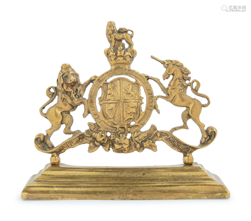 An English Brass Armorial Doorstop Height 10 i…