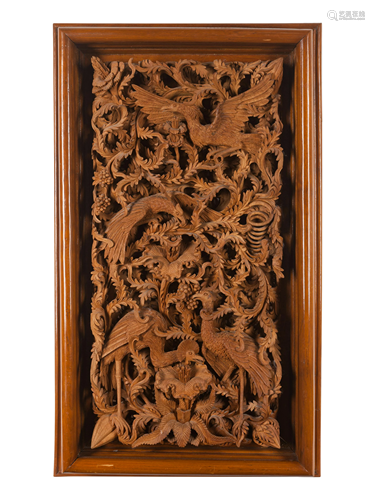 A Continental Carved Wood Panel 22 1/2 x 38 1/2…