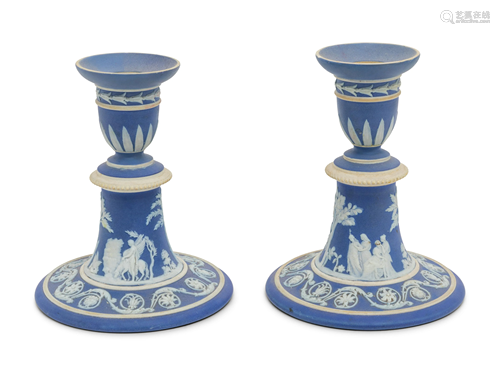 A Pair of Wedgwood Jasperware Candlesticks Heig…