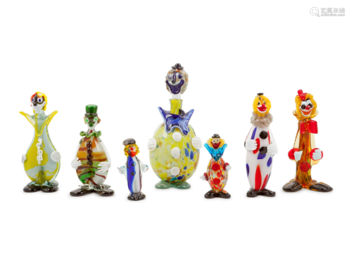 A Collection of Venetian Glass Clowns