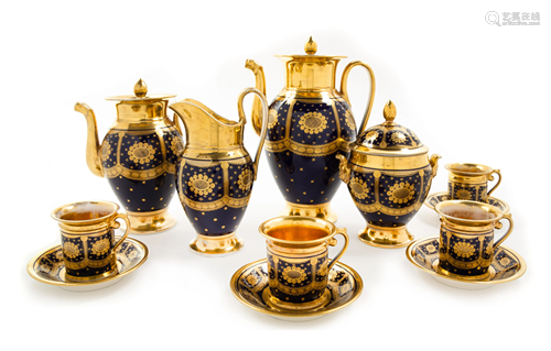 An Empire Parcel-Gilt Porcelain Coffee Service Height