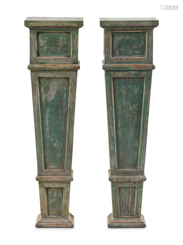 A Pair of Painted Pedestals