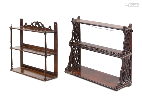 Two Chippendale Style Mahogany Hanging Shelves