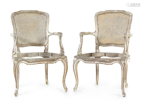 A Pair of Louis XV Style Painted Fauteuils