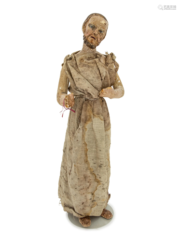 A Continental Painted Figure of a Saint