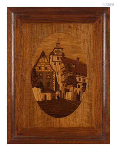 Two Continental Carved and Marquetry Decorated Panels