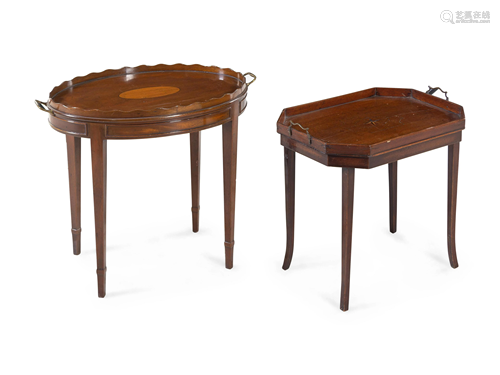 Two English Inlaid Mahogany Tray Tables