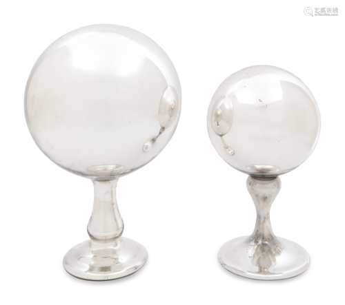 Two American Mercury Glass Orbs