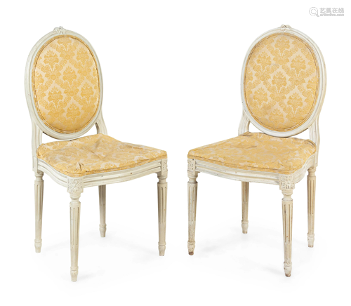 A Pair of Louis XVI Style Painted Side Chairs