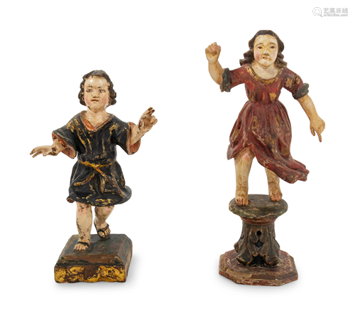 Two Small Italian Painted Wood Figures