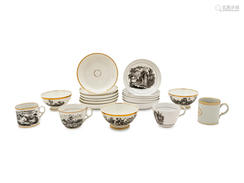 A Collection of Transfer Decorated Cups and Saucers