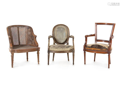 Three Louis XVI Style Fauteuils