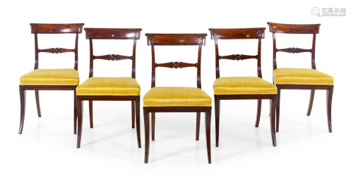 A Set of Five Regency Mahogany Side Chairs