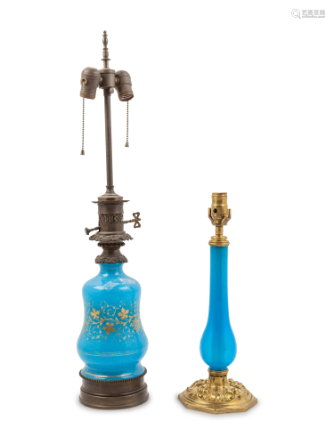 Two Opaline Glass Table Lamps