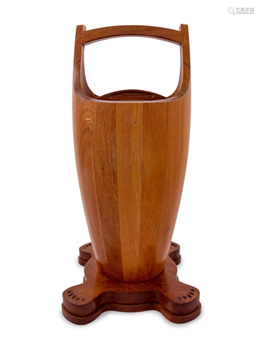 A Danish Teak Waste Pail and Stand