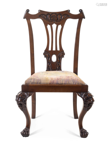 A George I Style Oak Side Chair Height 40 inches.