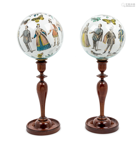 A Pair of Victorian Style Decoupage Table Ornaments