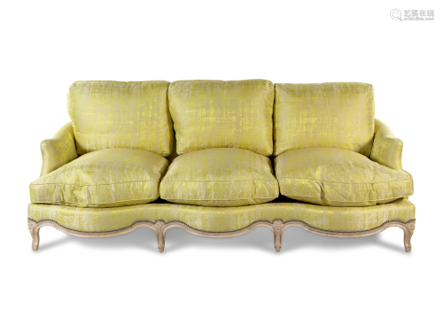 A Louis XV Style Cerused Silk Upholstered Sofa Height
