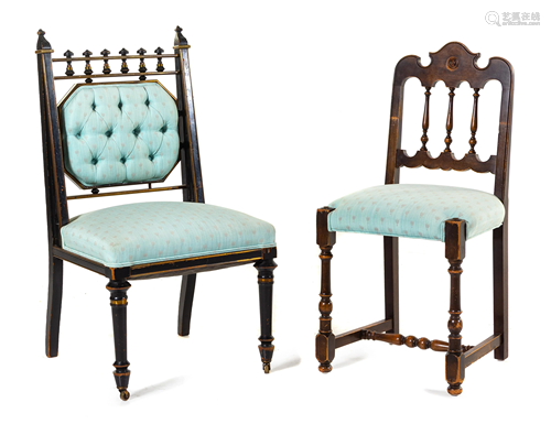 Two Victorian Side Chairs Height of tallest 38 x …