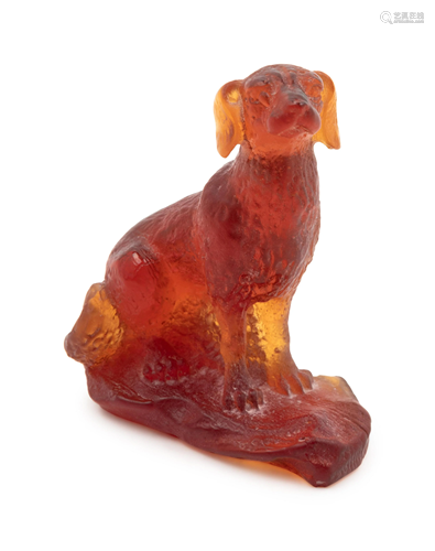 Daum France, Late 20th Century Hound Figurine