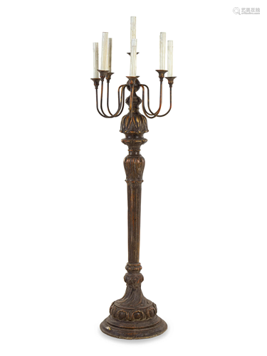 An Italian Painted Torchere Height 68 inches.