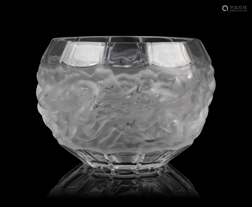 Lalique France, Mid 20th Century Facated Vase