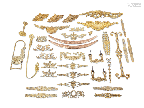 A Collection of Gilt Bronze and Gilt Metal Mounts