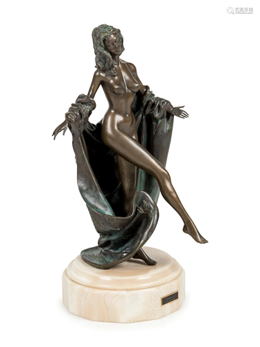 A Continental Bronze Allegresse Sculpture