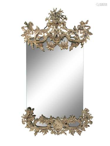 A Continental Silvered Bronze Mirror