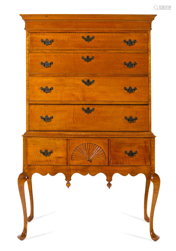 A Queen Anne Style Maple Highboy