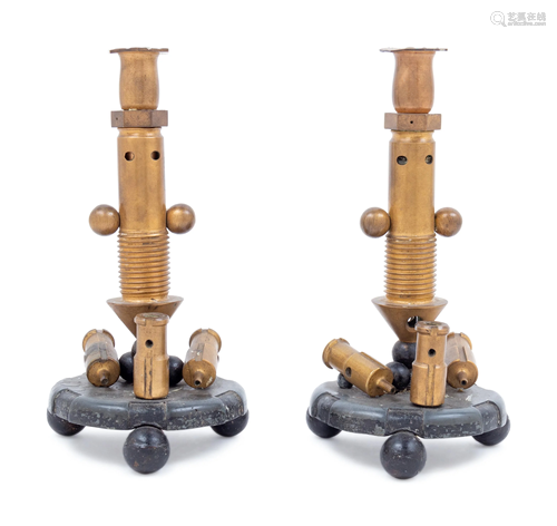 A Pair of Industrial Style Candlesticks Height 10