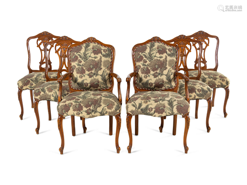 A Set of Six American Carved Dining Chairs Height of