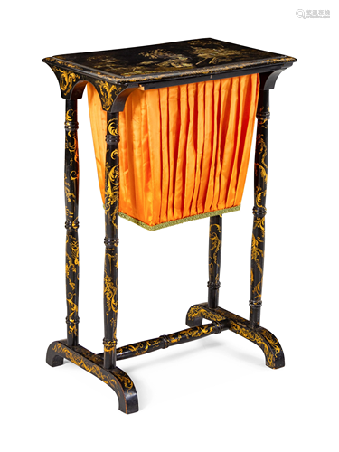 A Late Regency Chinoiserie Sewing Table Heig…