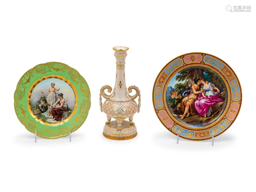 Three Vienna Style Porcelain Articles