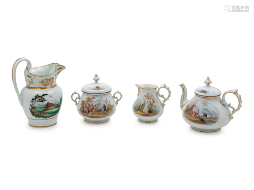 A Continental Assembled Porcelain Tea Service