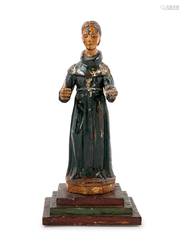 A Continental Painted Figure of a Saint