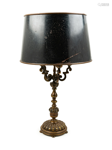 A Continental Bronze Table Lamp