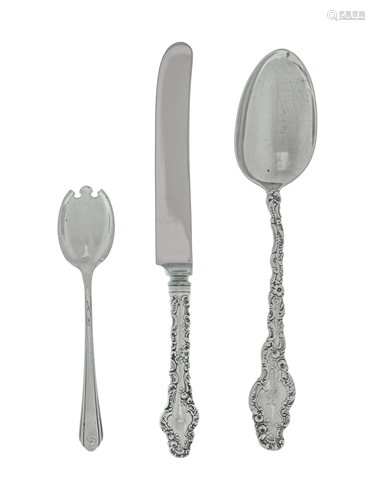 A Group of American Silver Flatware Articles Length of