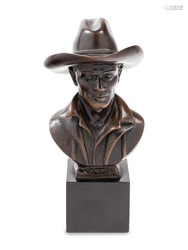 An American Bronze Bust Height overall 12 inches.