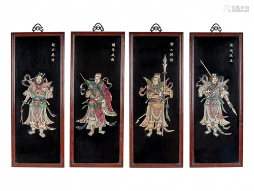 A Set of Four Chinese Lacquered Panels