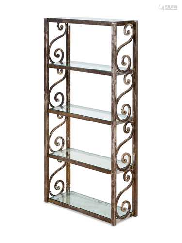 An Art-Deco Style Patinated Metal Etagere Heig…