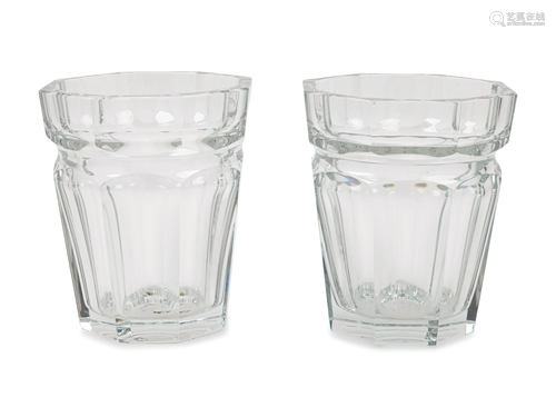 A Pair of Baccarat Cut-Glass Wine Coolers