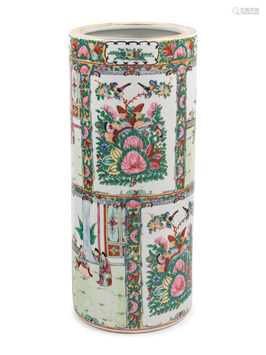 A Chinese Export Rose Medallion Porcelain Umbrella