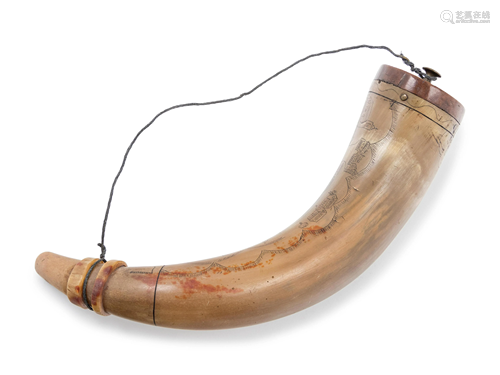 An American Powder Horn Length 11 1/2 inches.