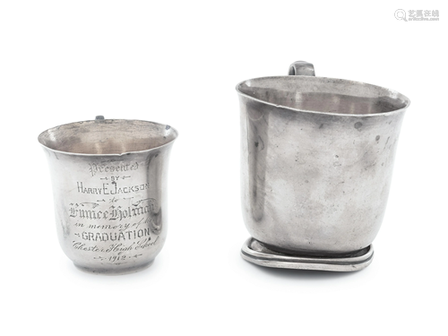 Two American Silver Children's Mugs Height of tall…