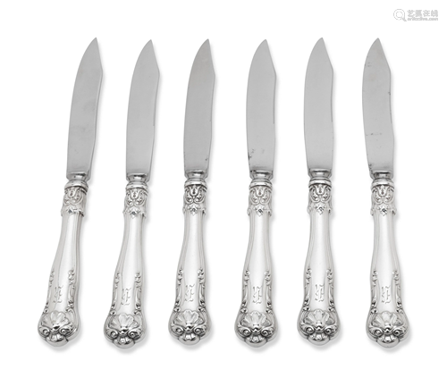 A Set of Six Gorham Silver Dessert Knives Length 7