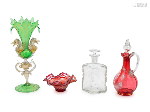 A Collection of Decorative Glass Articles Heig…