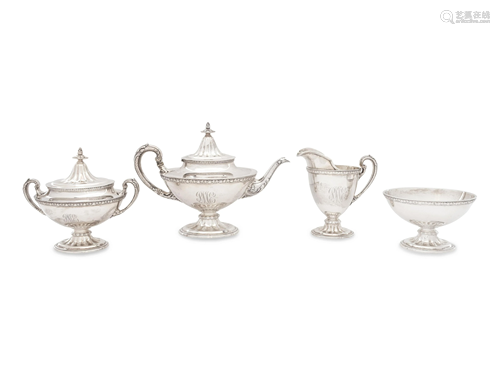 An American Silver Four-Piece Tea Service,R. Wallace &